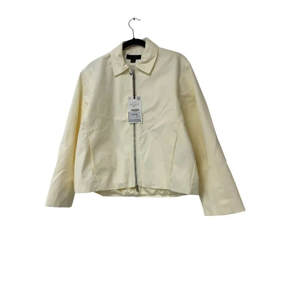 Zara Womens Bomber Jacket Size Small Ecru Collared Front Pockets 0155/040 NWT
